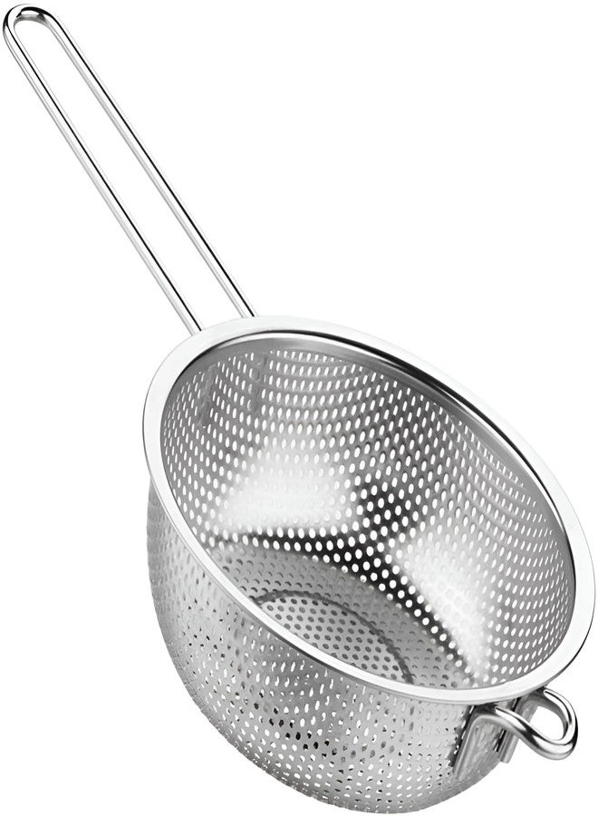 SHREESAMP Deep Fry Basket Stainless Steel with Long Handle Kitchen Wire Skimmer for Frying Food Sieve Colander Metal Strainer Basket with Long Handle Sieve Colander Metal Fine - Image 1